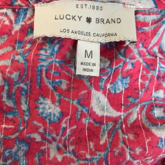 Lucky Brand Cold Shoulder Metallic Stripe Fireworks Print Top Size Medium - Picture 6 of 8